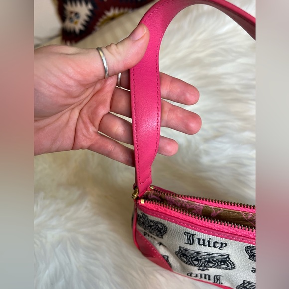 Vintage Juicy Couture Shoulder Bag Pink Leather and Canvas 2004-2006 P&G - Picture 5 of 15